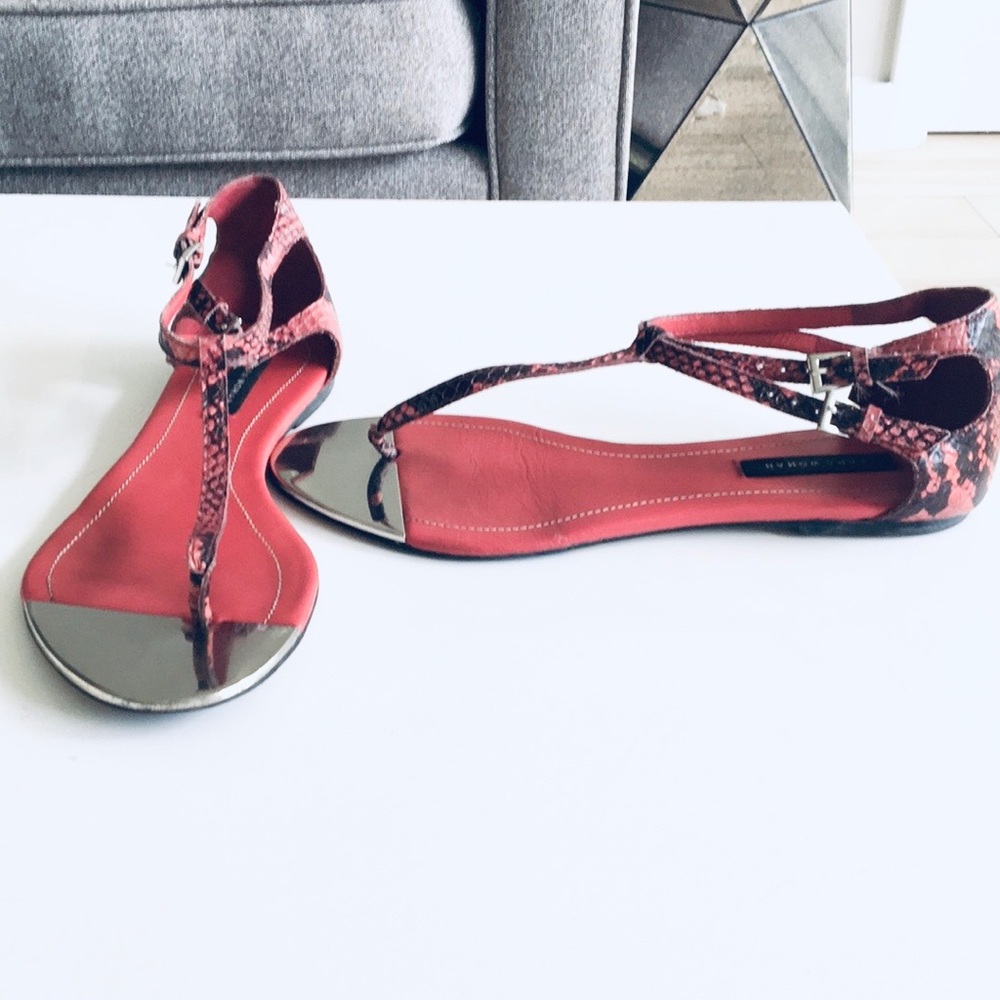 Zara Woman Pink Python Sandals - Mirrored Size 8